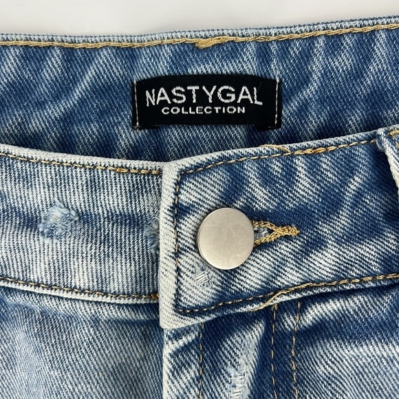 NASTY-GAL collection high waist, distressed denim shorts size large New - Picture 2 of 8